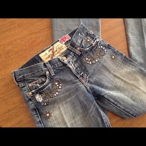 7 For All Mankind Blue Boot Cut Jeans